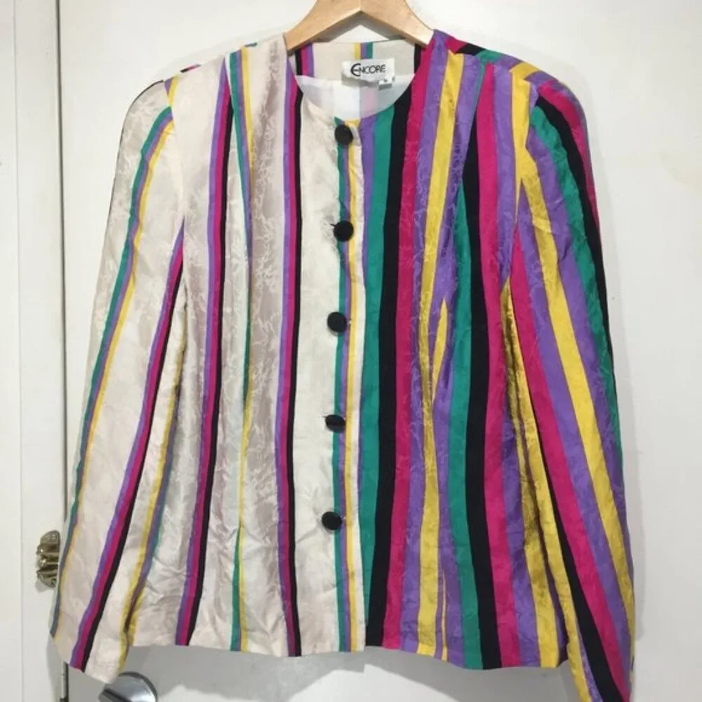 VINTAGE ENCORE STRIPE BLAZERS SIZE 16 - Picture 1 of 6